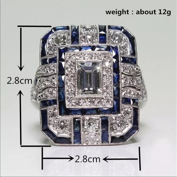 New Luxury Silver Big Square Rings for Women - Picture 3 of 4